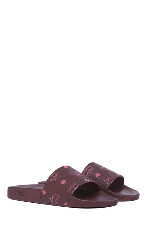 Women's Monogram Print Rubber Slides