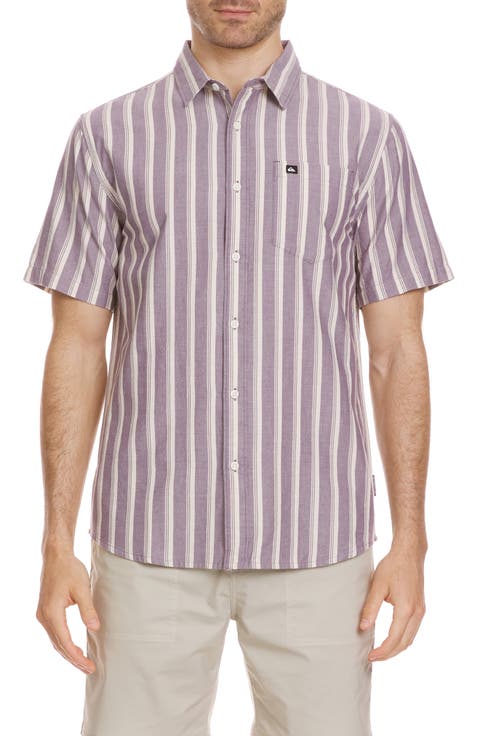 Oxford Stripe Classic Short Sleeve Button-Up Shirt