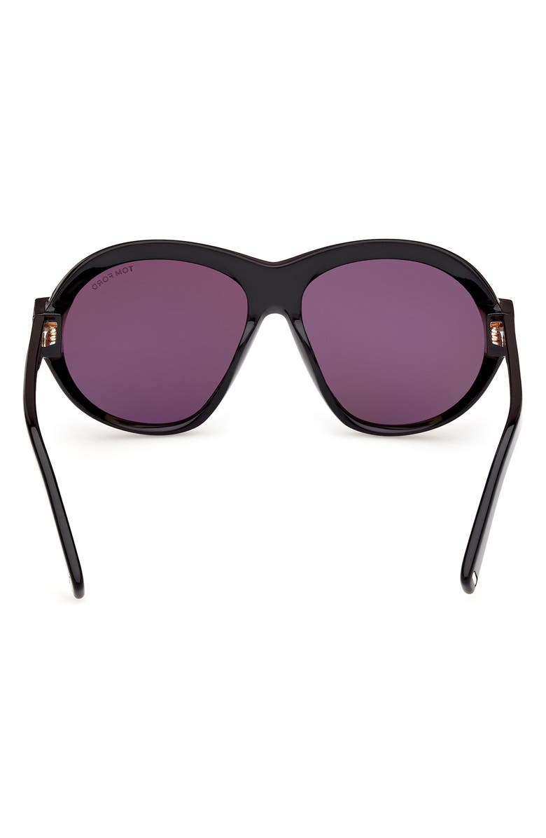 TOM FORD Inger 59mm Round Sunglasses, Alternate, color, Black Eco / T Logo