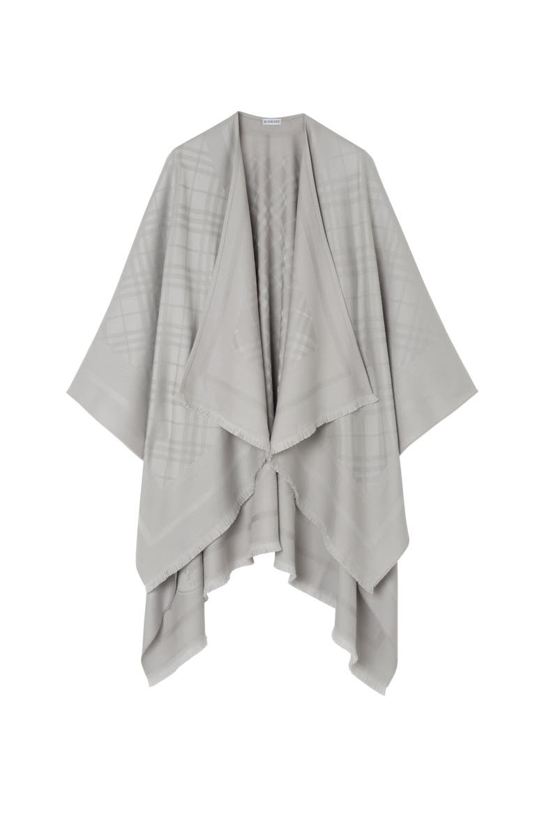 Check Wool Cashmere Cape, Main, color, Pigeon grey
