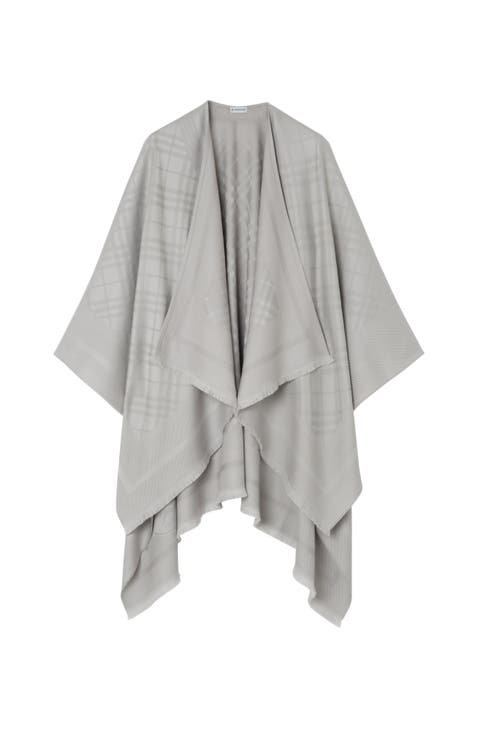 Check Wool Cashmere Cape