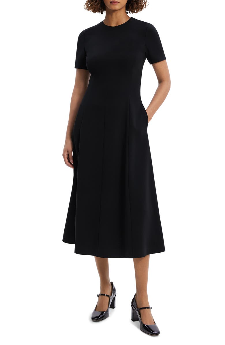 Theory Flare A-Line Dress, Main, color, Blk