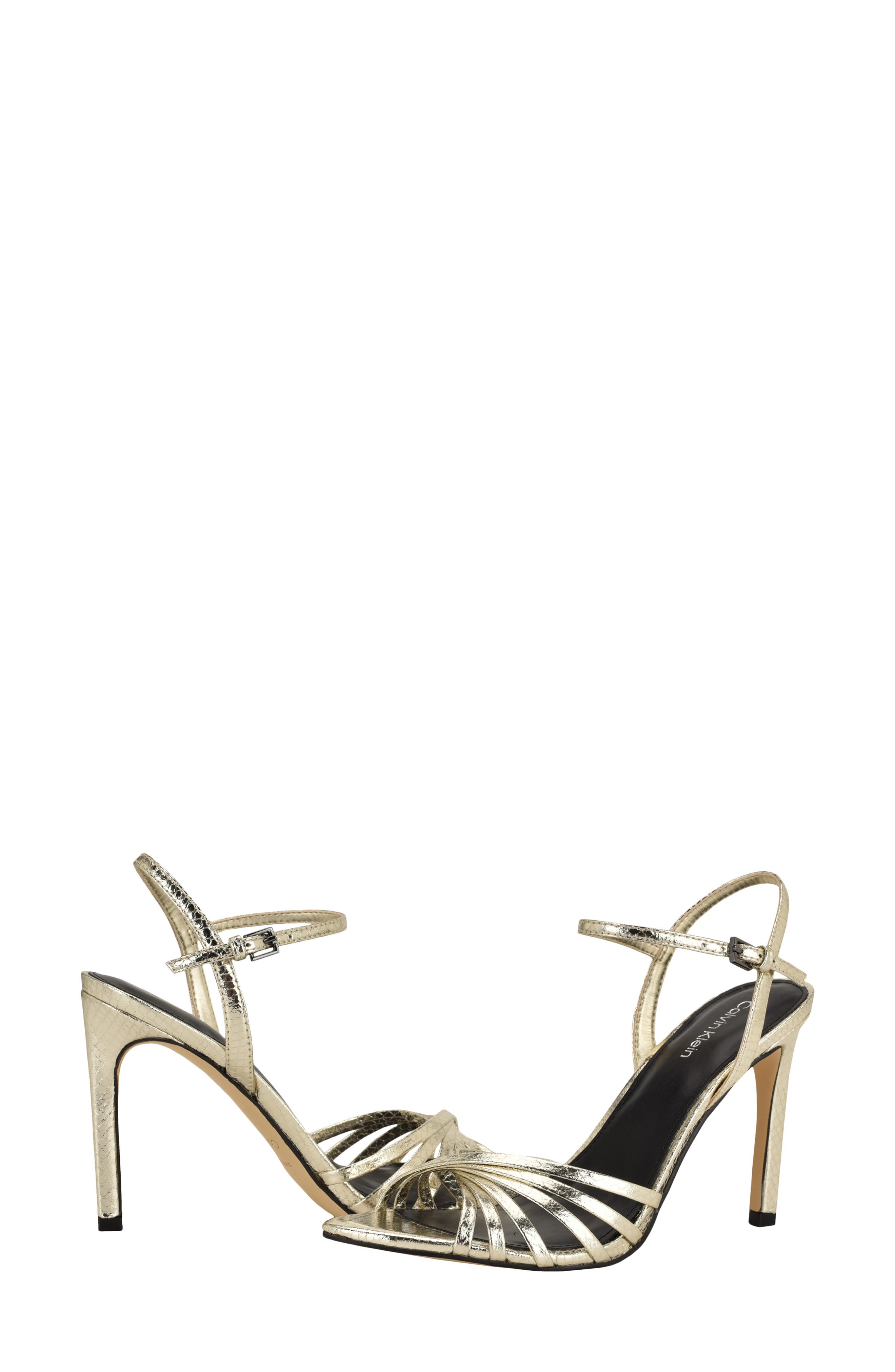 Daniella Ankle Strap Pointed Toe Sandal, Alternate, color, GOLD