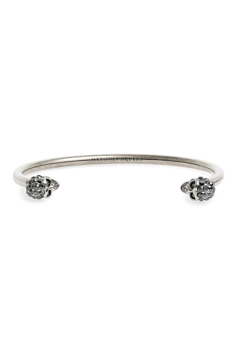 Alexander McQueen Thin Skull Cuff, Main, color, HEMATITE