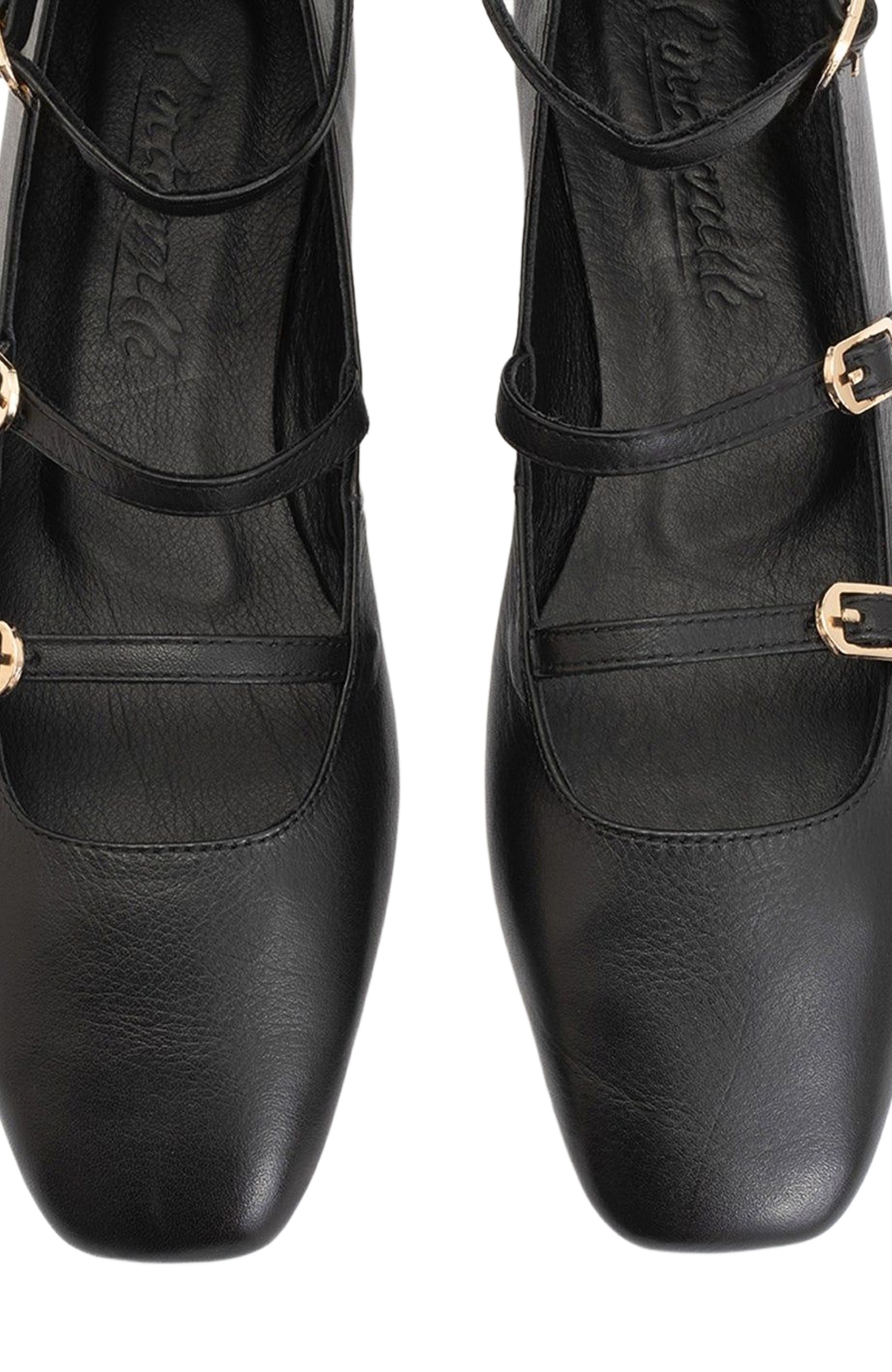 Forever & Always Shoes Serena Leather Mary Jane Flats, Alternate, color, Black Leather