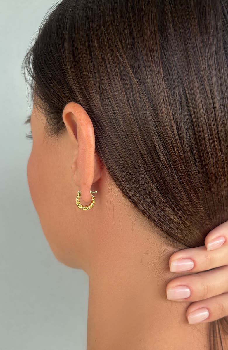 Adornia Set of 2 14K Gold Plated Hoop Earrings, Alternate, color, Gold