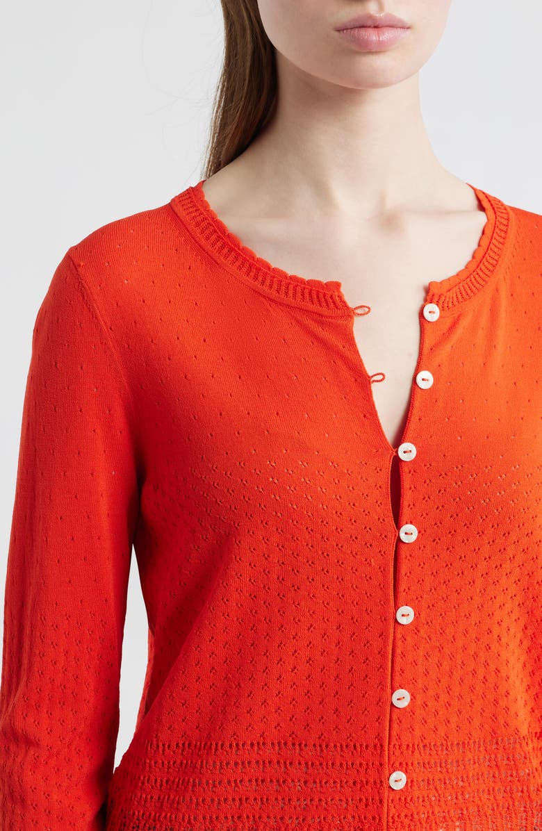 rag & bone Michelle Pointelle Cardigan, Alternate, color, Red