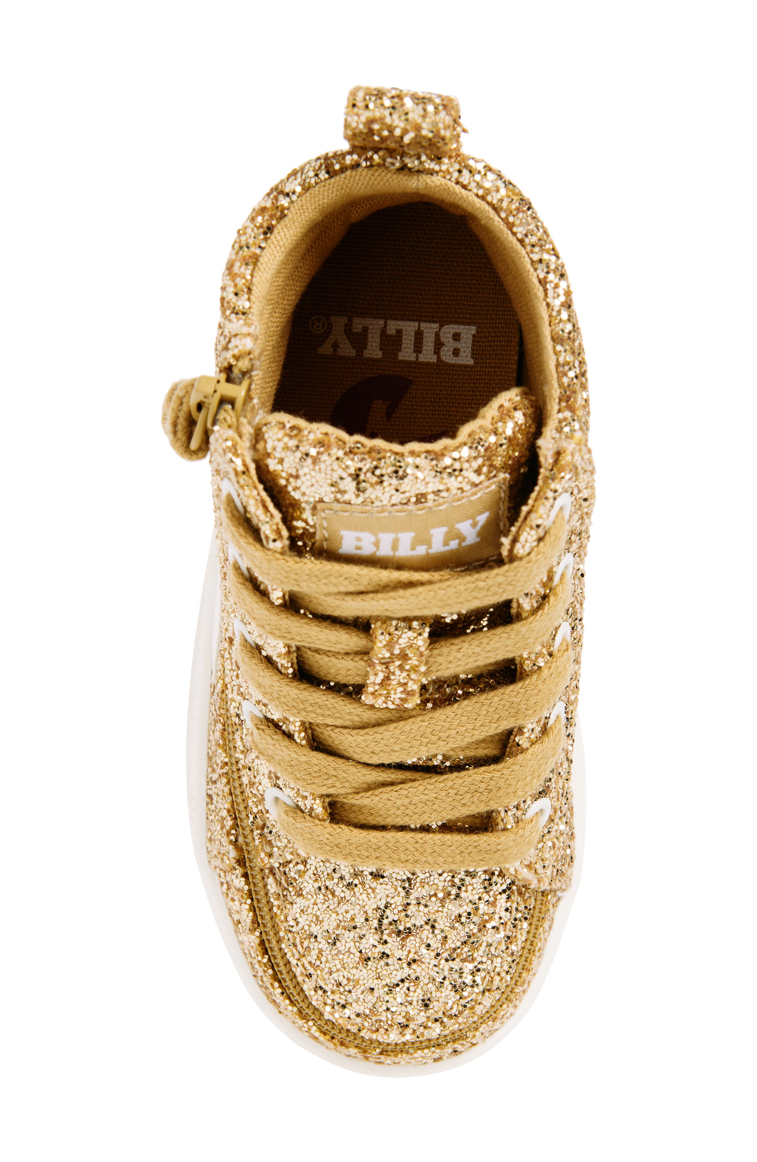 BILLY Footwear Kids' Classic Glitter High Top Sneaker, Alternate, color, Champagne Glitz