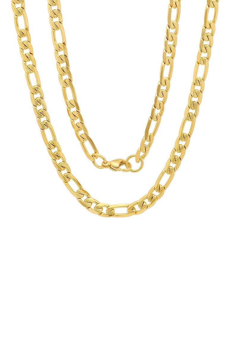 Men's 18k Gold Plated Figaro Chain Necklace, Main, color, YELLOW