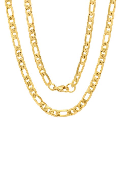 Men's 18k Gold Plated Figaro Chain Necklace
