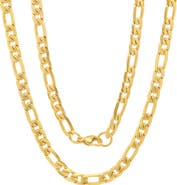 STEELTIME Men's 18k Gold Plated Figaro Chain Necklace