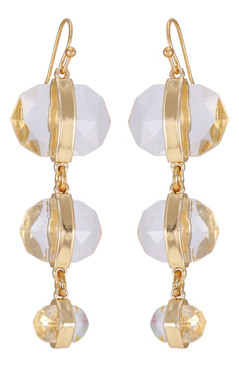 Clearly Disco Crystal Triple Drop Earrings