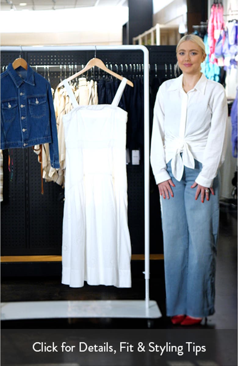 Removable Strap Eyelet Embroidery Midi Dress, sales video thumbnail