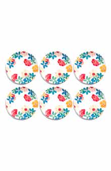 Audrey Floral Set of Six Melamine Dinner Plates