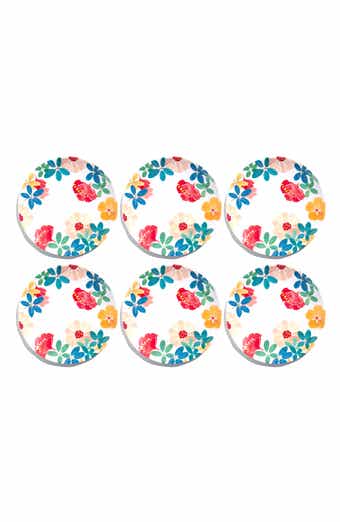 Audrey Floral Set of Six Melamine Dinner Plates