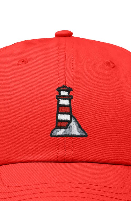 Dalix Lighthouse Embroidered Dad Hat In Red