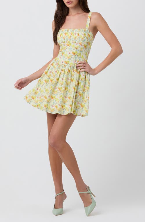 Astr The Label Ruched Bodice Cotton Dress In Yellow