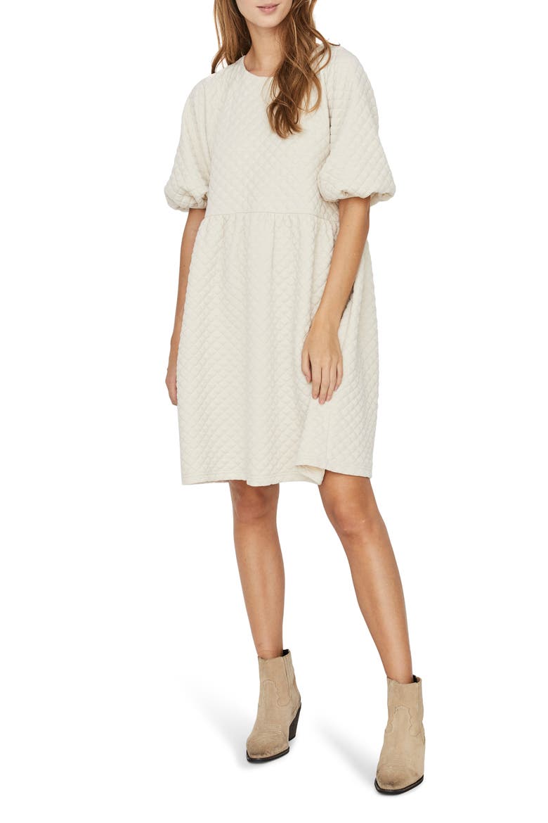Cayle Quilted Minidress, Main, color, BIRCH