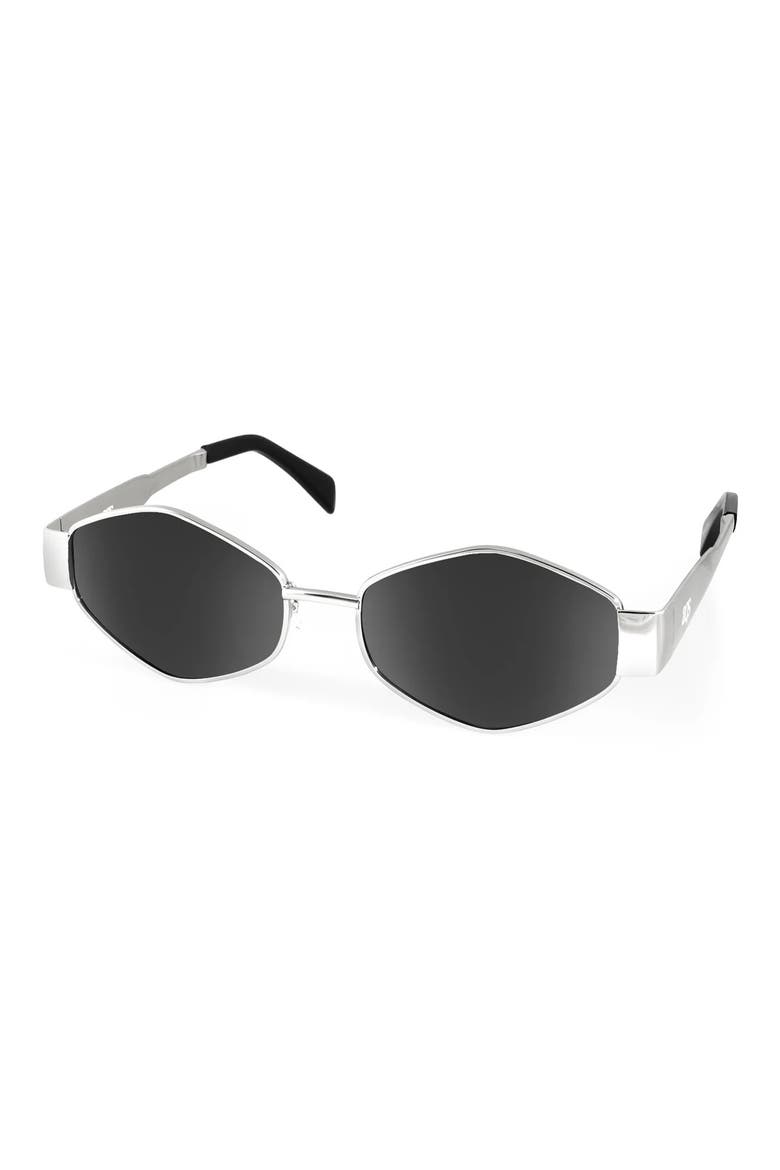 Mira Geometric Sunglasses, Alternate, color, SILVER/ BLACK