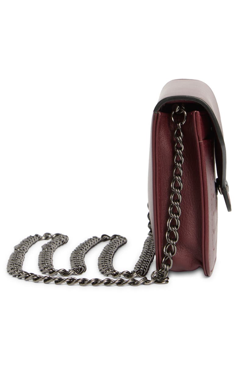 Longchamp Perforated Leather Wallet on a Chain, Alternate, color, Brandy