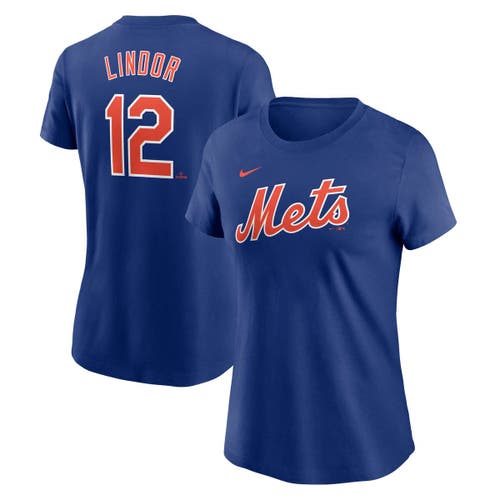 Nike Women's Francisco Lindor Royal New York Mets Fuse Name Number T-shirt In Royal