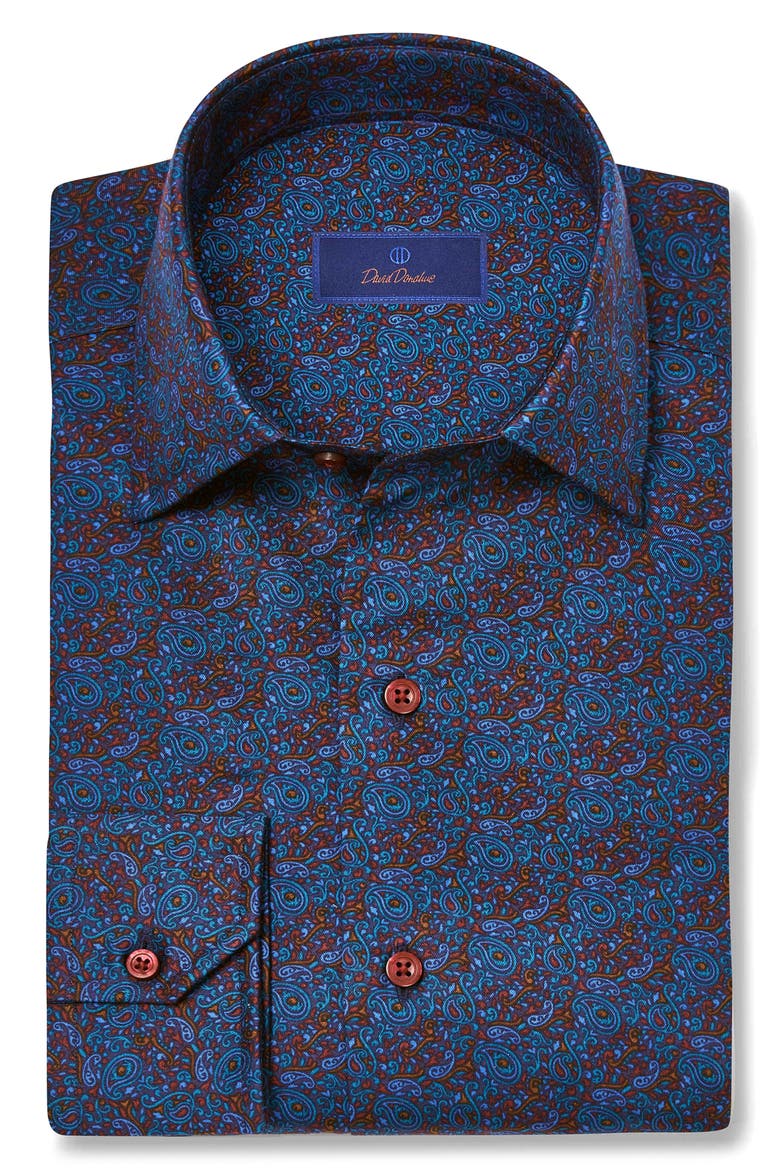 Paisley Print Cotton Sport Shirt, Main, color, NAVY/ MULTI
