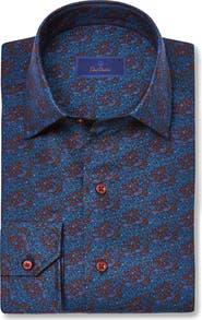 David Donahue Paisley Print Cotton Sport Shirt