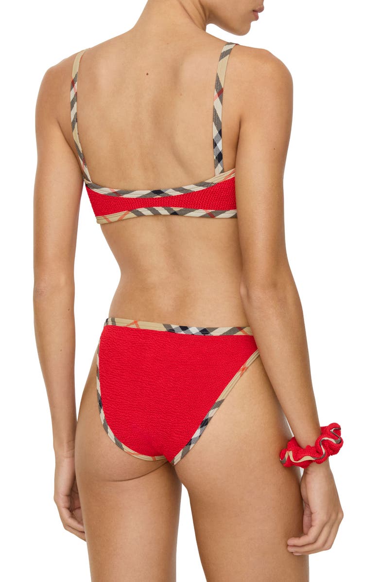 Burberry x Hunza G Tyler Original Crinkle<sup>™</sup> Two-Piece Bikini Swimsuit & Matching Scrunchie Set, Alternate, color, Red