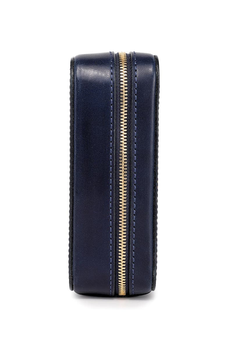 Oblong Genuine Leather Jewelry Box, Alternate, color, Navy