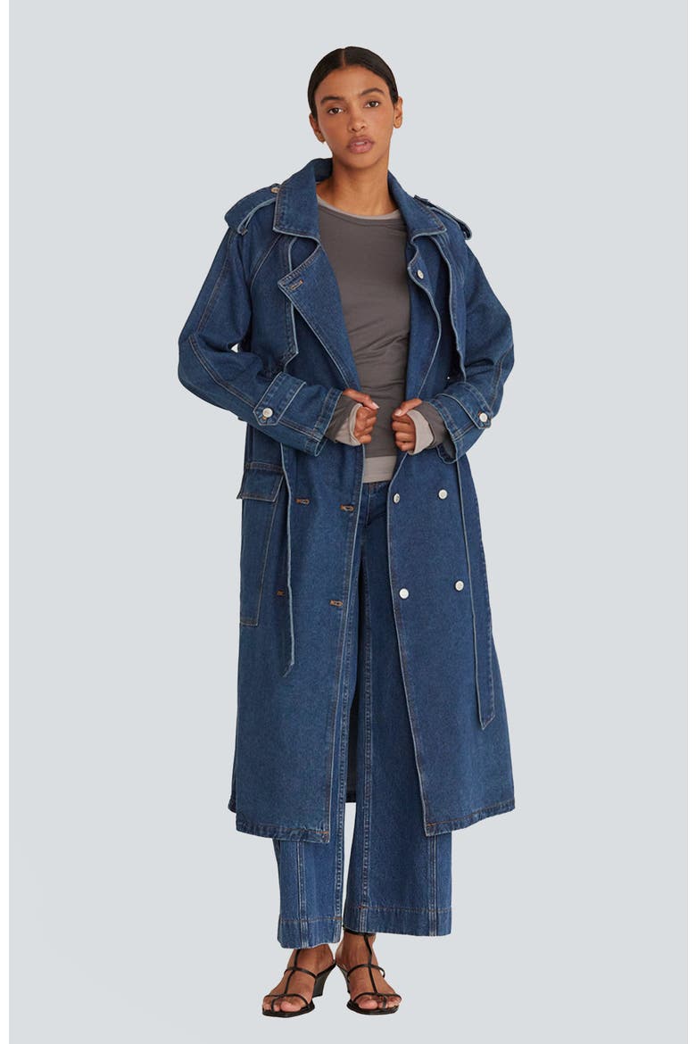 CRESCENT Blue Denim Long Trench Coat (Women) | Nordstrom