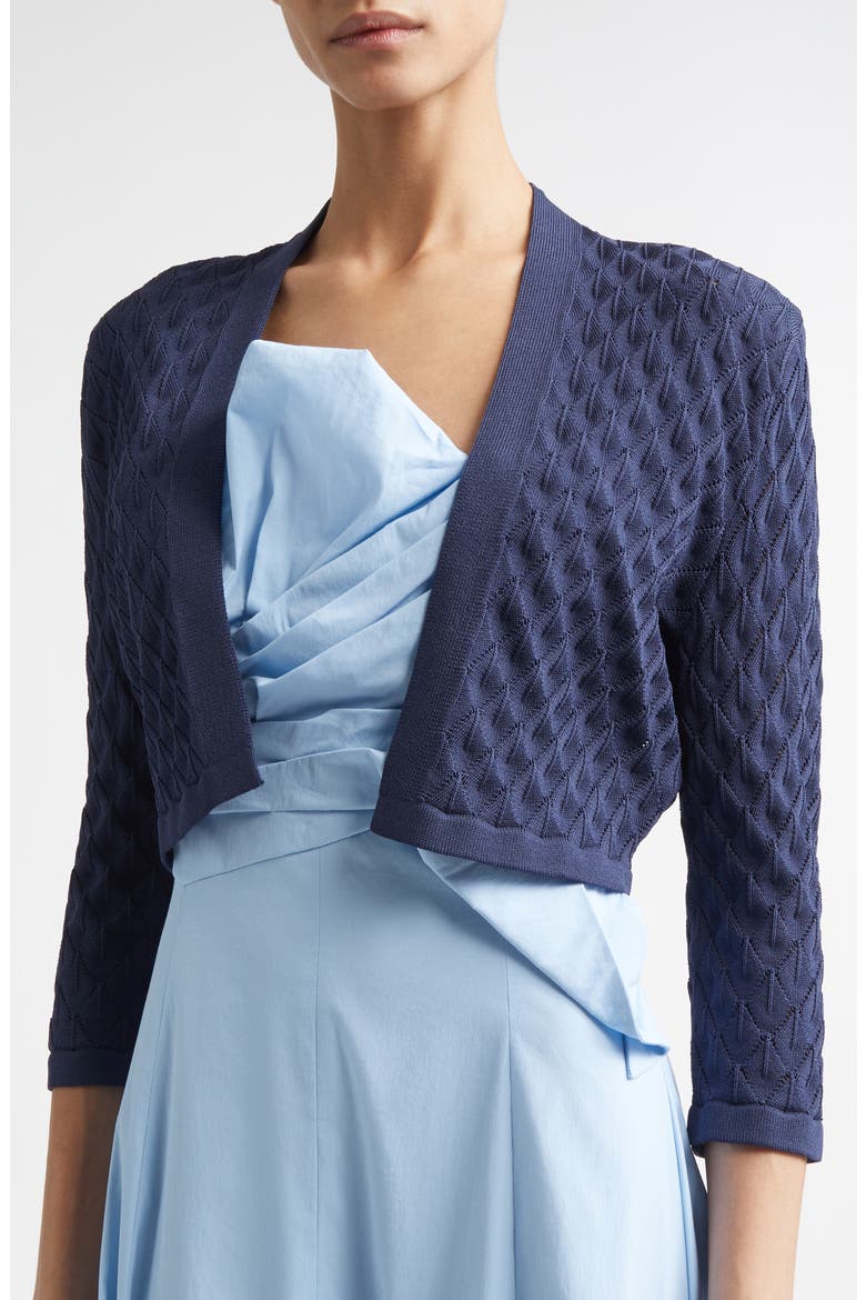 Diamond Pointelle Bolero, Alternate, color, NAVY