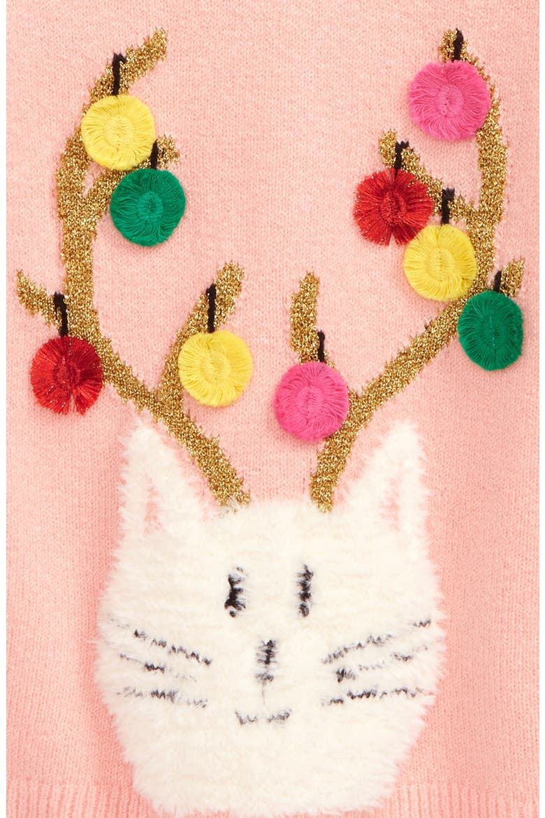 Kids' Icon Sweater, Alternate, color, PINK ENGLISH REINDEER CAT