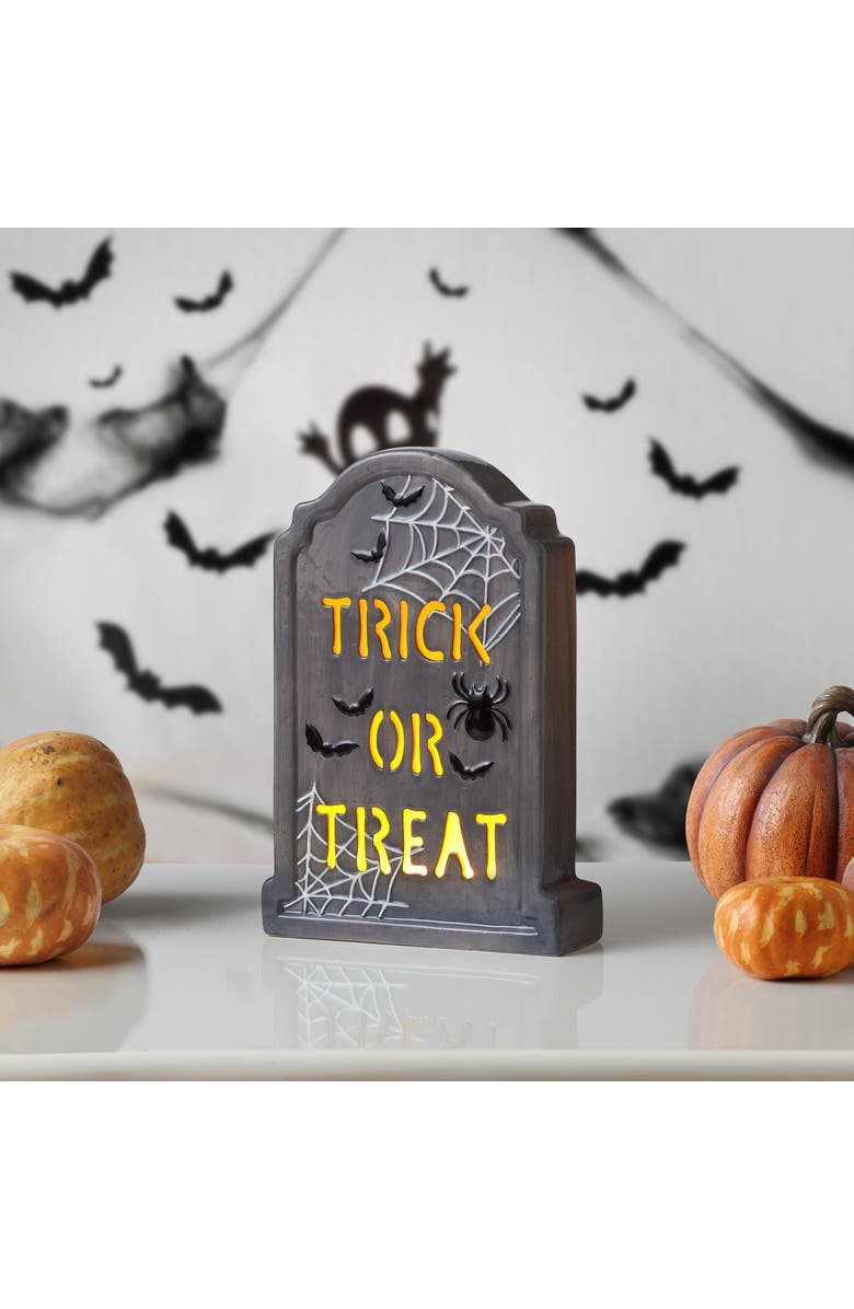 Mr. Halloween 10 in. Ceramic LED Tombstone -Trick or Treat, Alternate, color, Multicolor