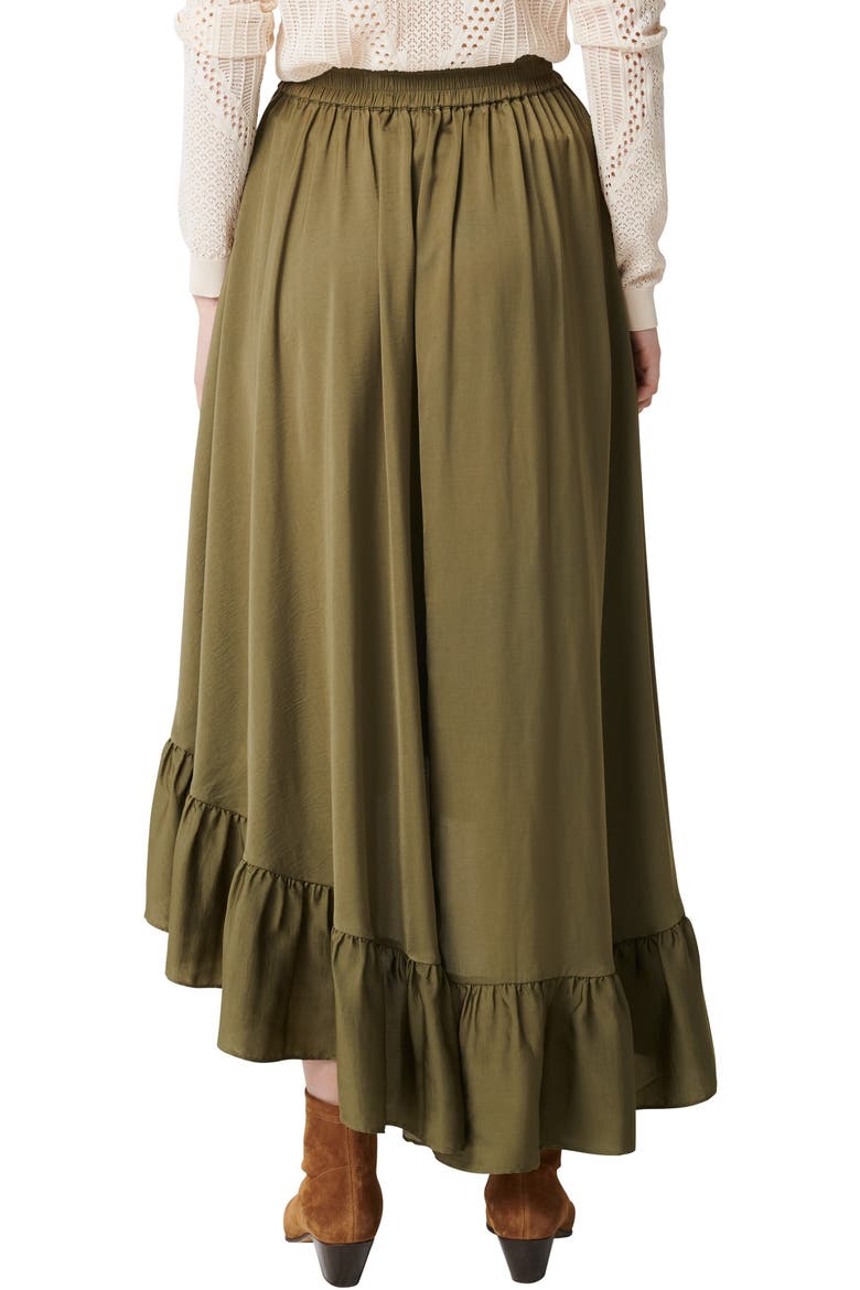 Johno Ruffle High/Low Skirt, Alternate, color, KHAKI GREEN