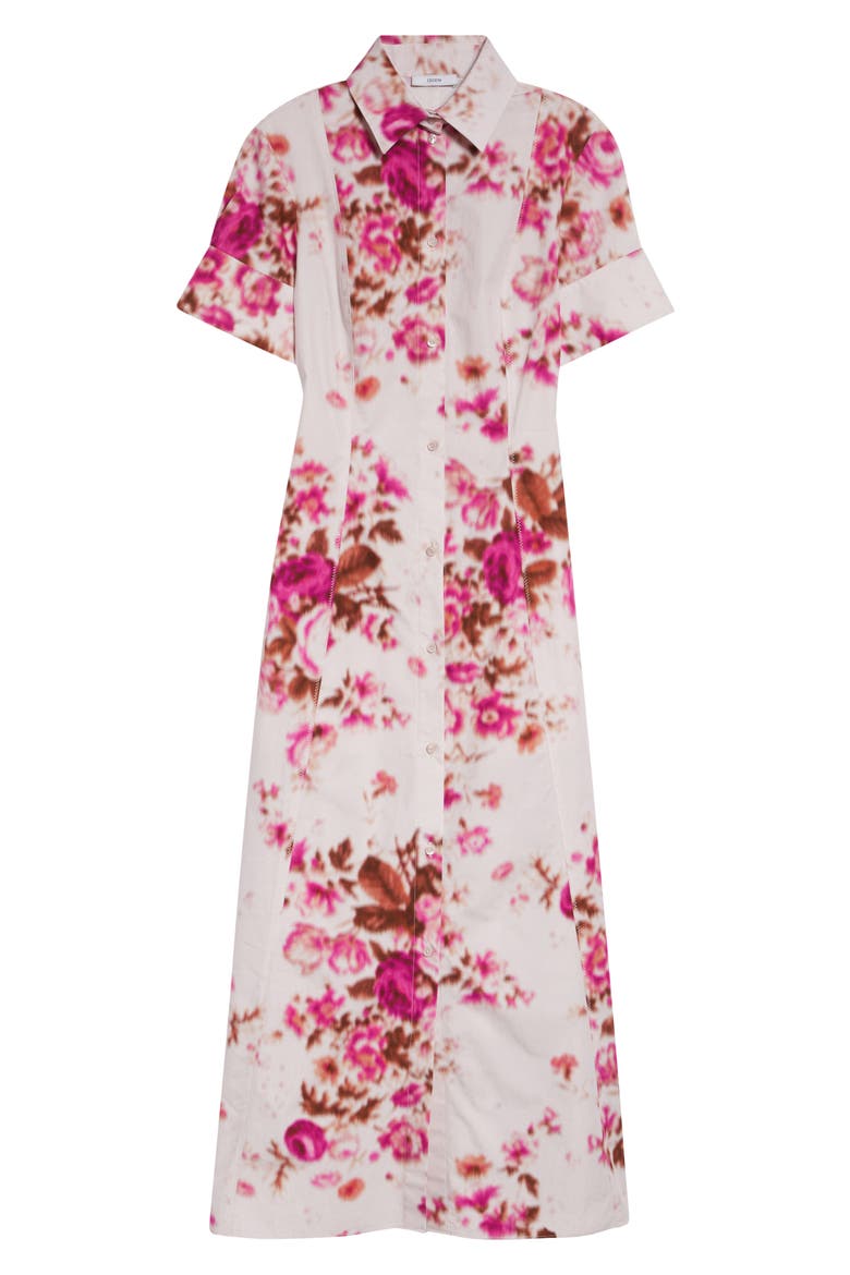 Floral Print Heavyweight Organic Cotton Poplin Shirtdress, Alternate, color, ROSE BOUQUET HOT PINK