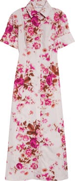 Erdem Floral Print Heavyweight Organic Cotton Poplin Shirtdress