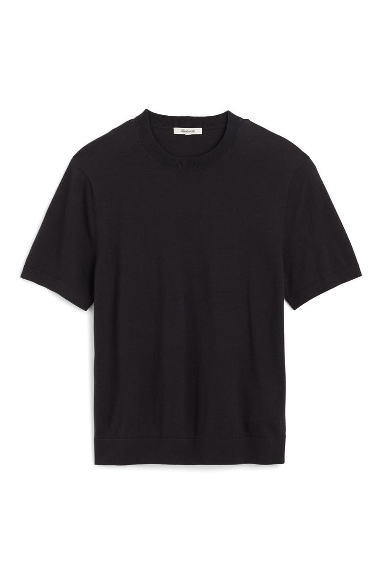 Cotton Crewneck Sweater T-Shirt, Alternate, color, BLACK COAL