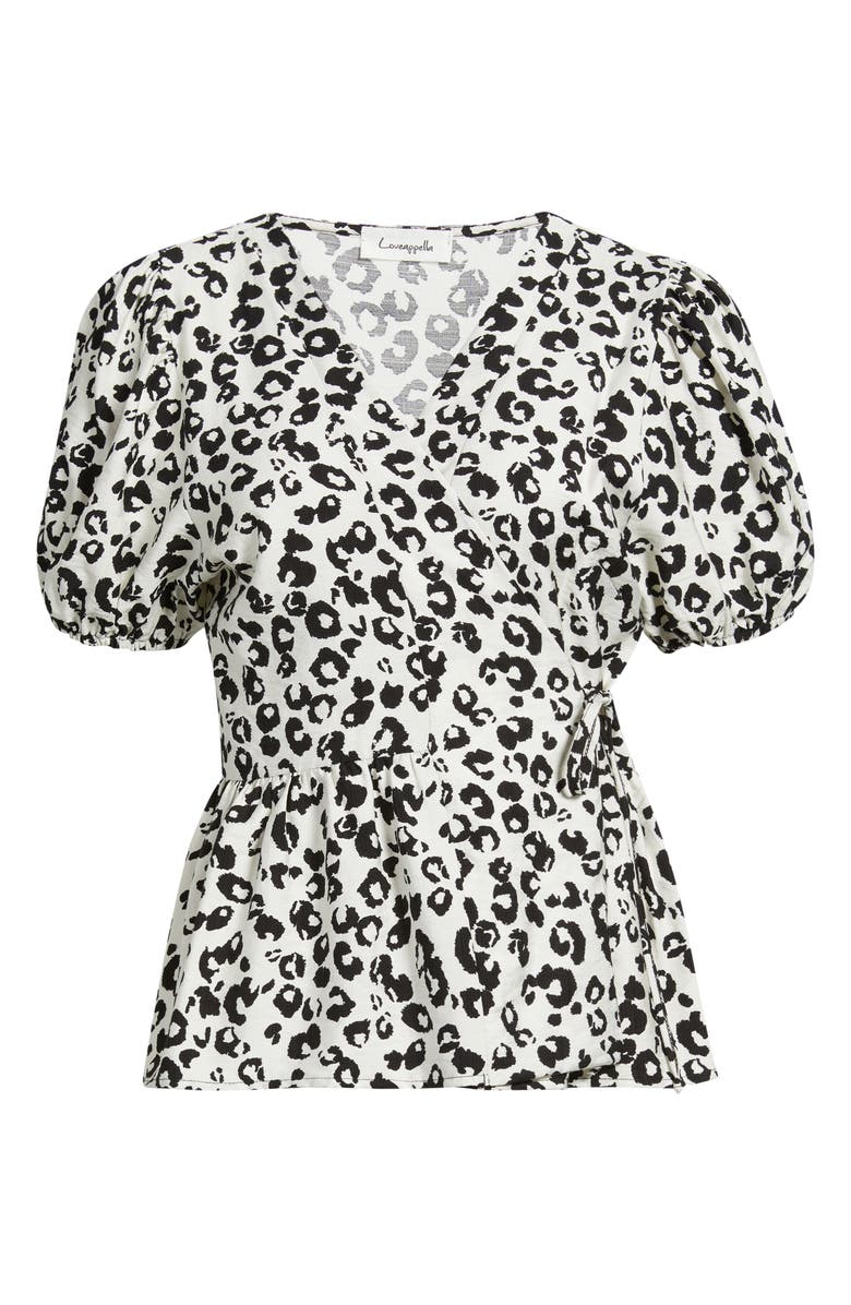 Loveappella Animal Print Wrap Top, Alternate, color, 