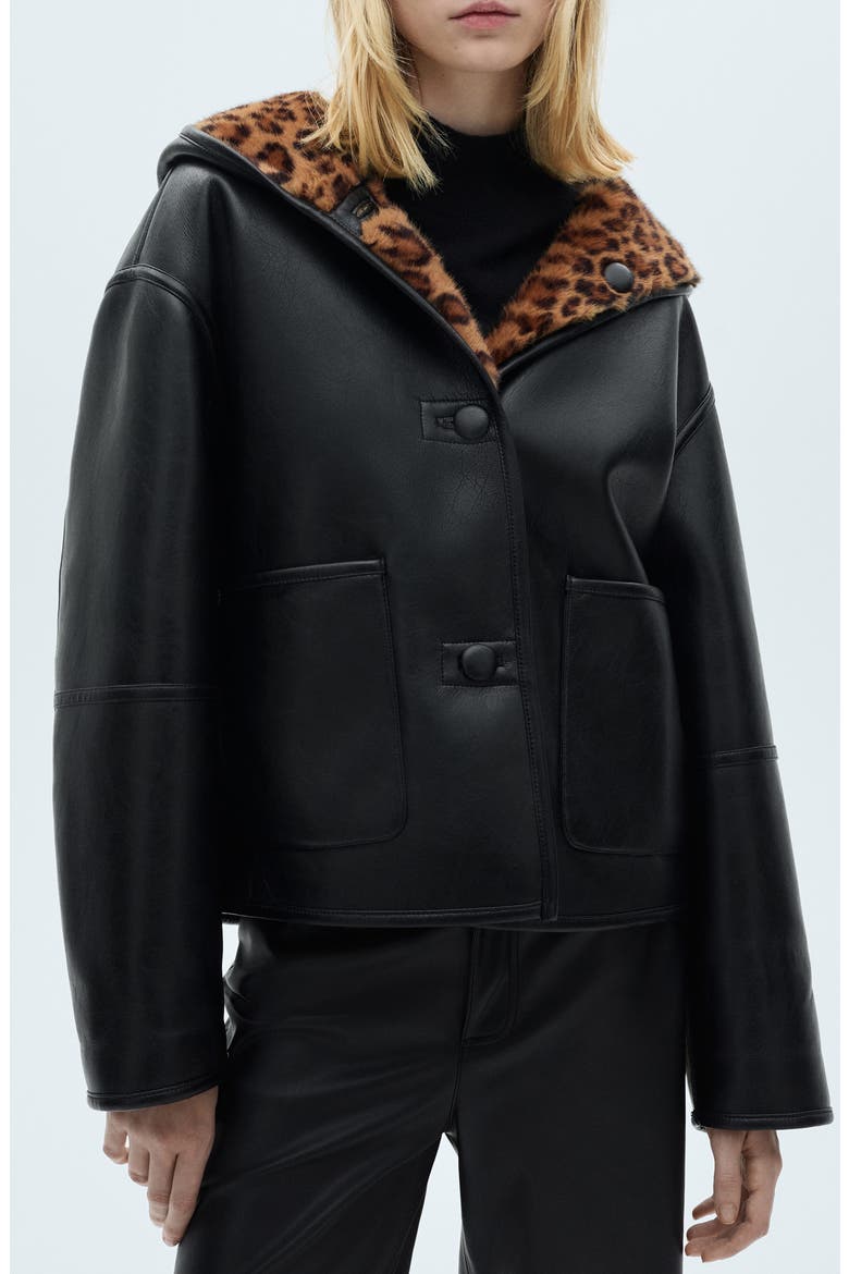 Bella Reversible Faux Leather & Faux Fur Jacket, Main, color, BLACK