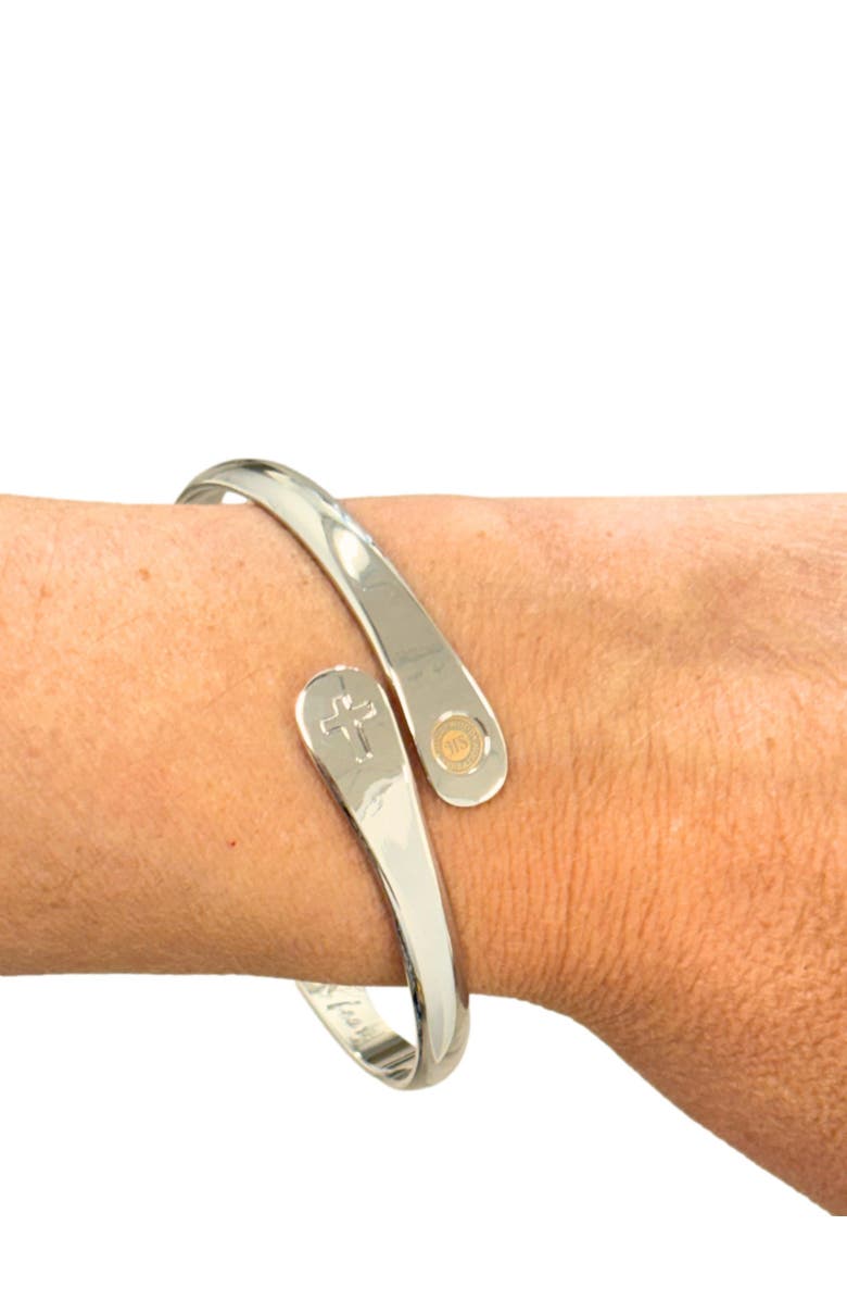 Hollywood Sensation Cross Bracelets Engraved Let your faith be bigger than your fear, Alternate, color, Silver