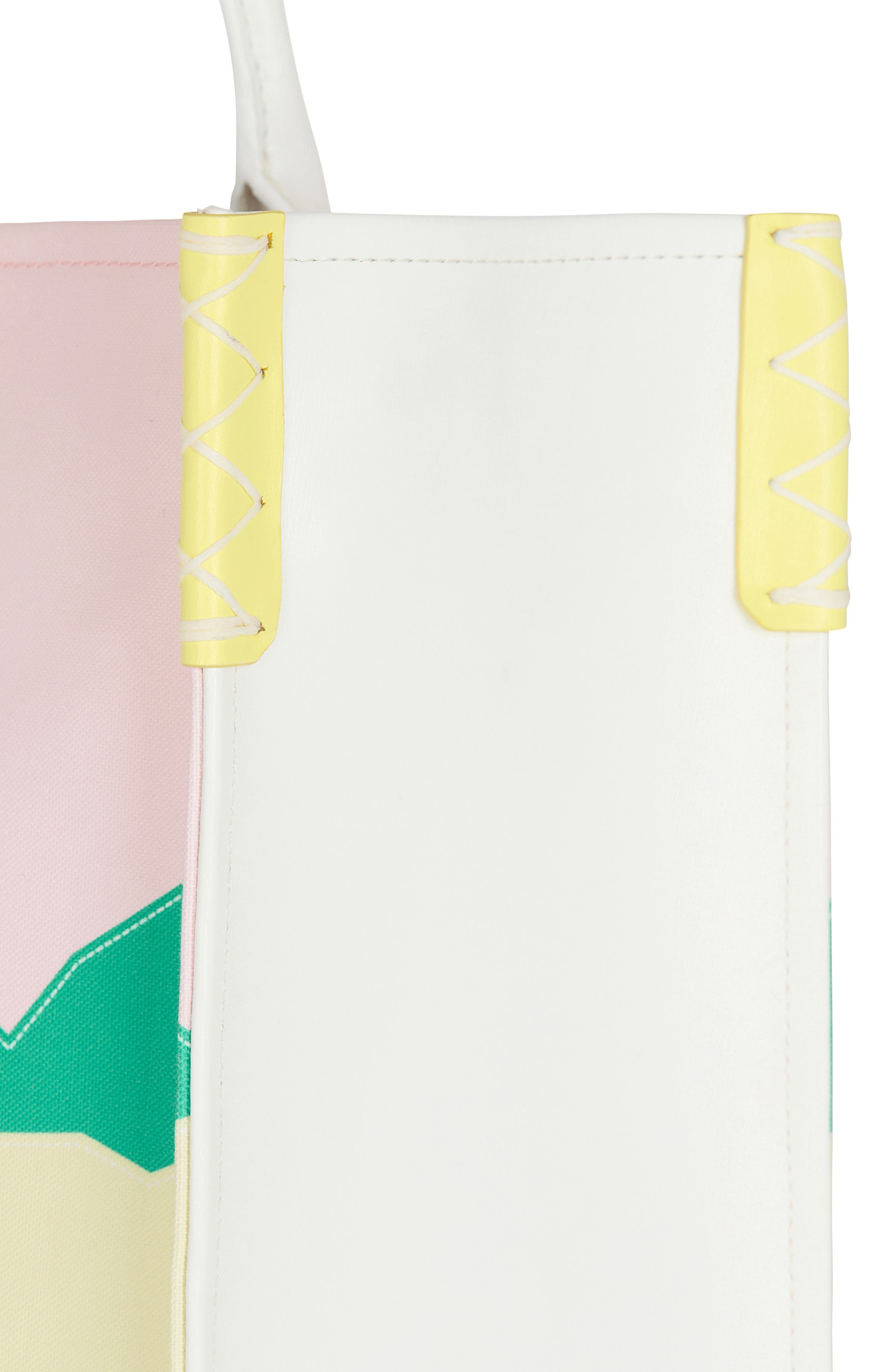 Balmain Medium B-Army Postcard Print Leather & Canvas Shopper Tote, Alternate, color, 