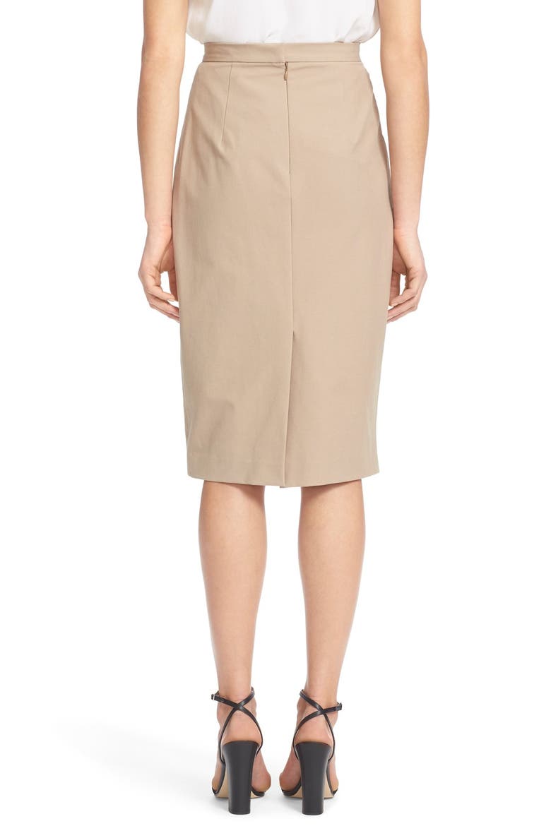 'Hemdall' Stretch Cotton Midi Skirt, Alternate, color, SAND KHAKI
