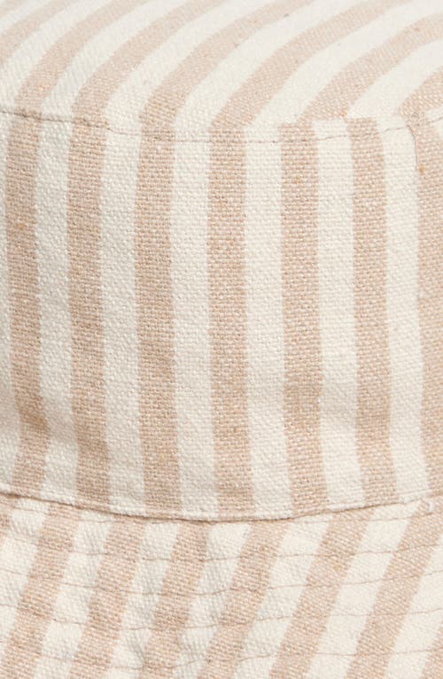 Treasure & Bond Frayed Edge Stripe Bucket Hat In Tan Combo