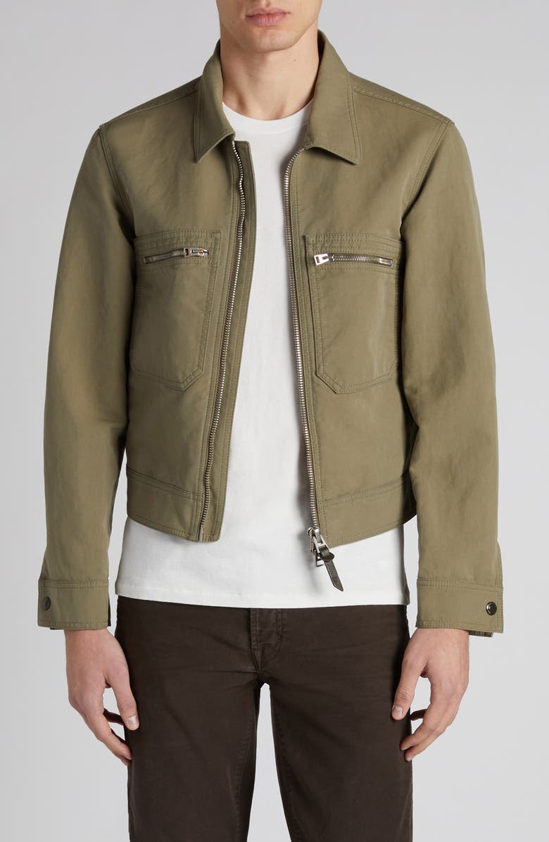 TOM FORD Cotton Trucker Jacket, Main, color, Fg195 Olive