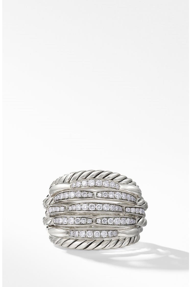 Tides 20mm Dome Ring with Diamonds, Alternate, color, STERLING SILVER/ DIAMOND