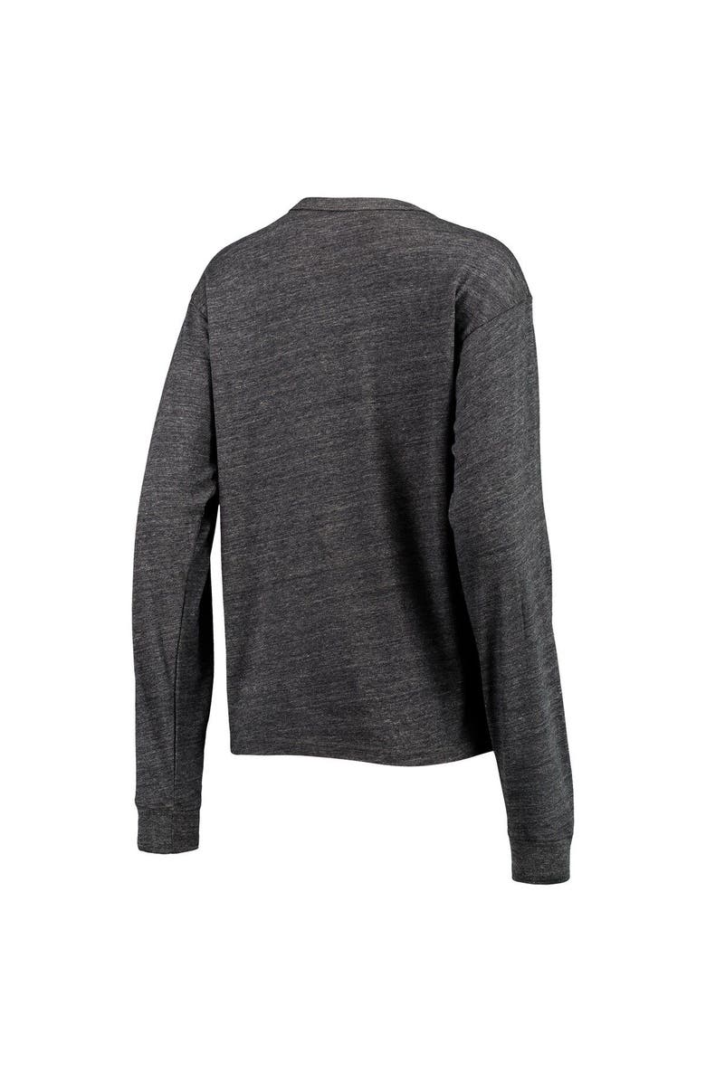 LEAGUE COLLEGIATE WEAR Women's League Collegiate Wear Heathered Black Michigan State Spartans Seal Victory Falls Oversized Tri-Blend Long Sleeve T-Shirt, Alternate, color, 