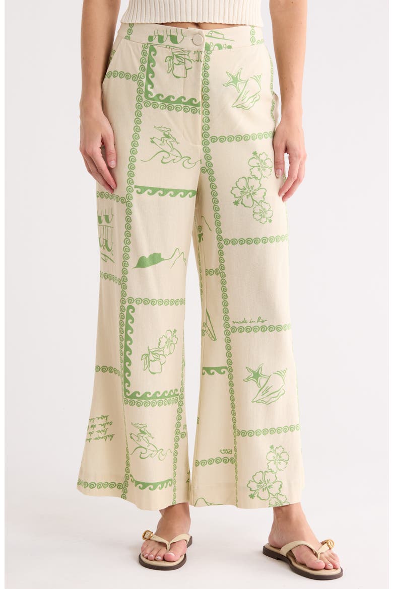 Border Print Pants, Main, color, OFF WHITE RIO