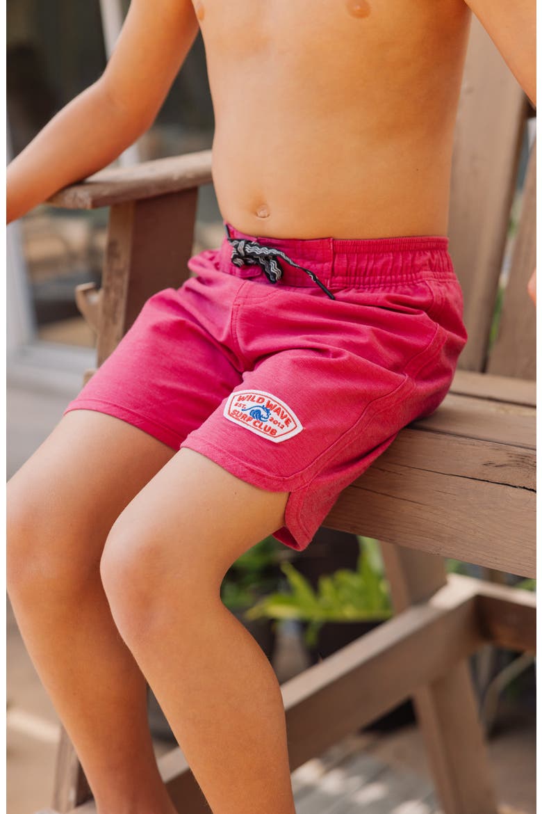 Kids' Wild Wave Scallop Board Shorts, Alternate, color, LOLLIPOP