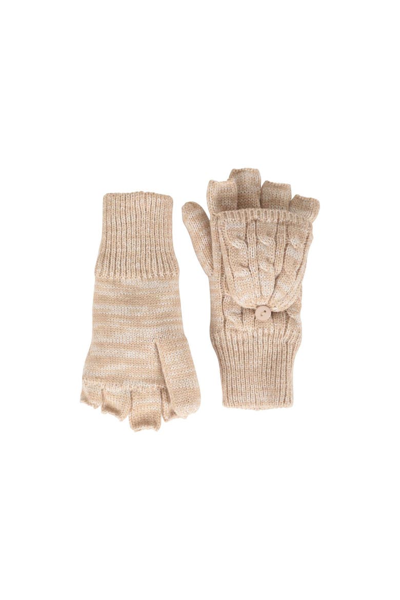 Faux Fur Lined Fingerless Gloves, Alternate, color, Beige