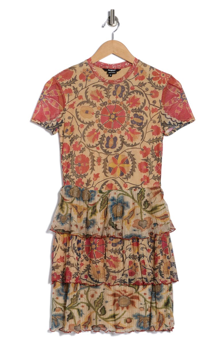 Desigual Print Short Sleeve Minidress, Alternate, color, Orange